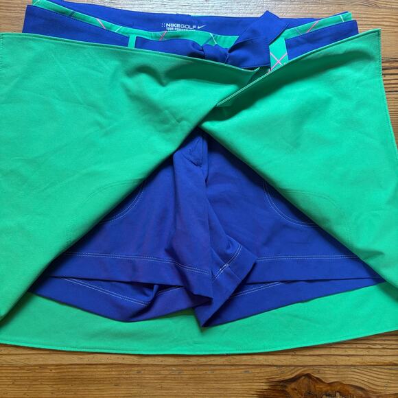 Nike Golf green check royal blue reversible womens skort SIZE 10 - Picture 2 of 4